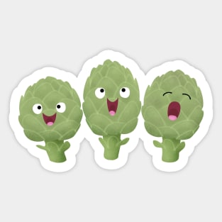 Cute singing artichokes cartoon illustration Sticker